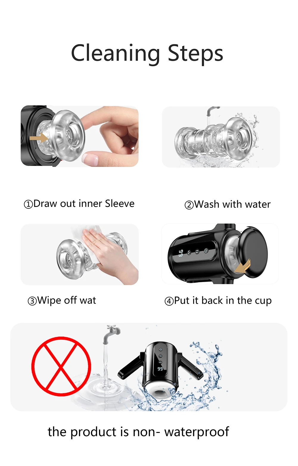 LOVE Men's Powerful Automatic Retractable TPE Masturbator Double Handle with LCD Heat Feature Direct Factory Sale