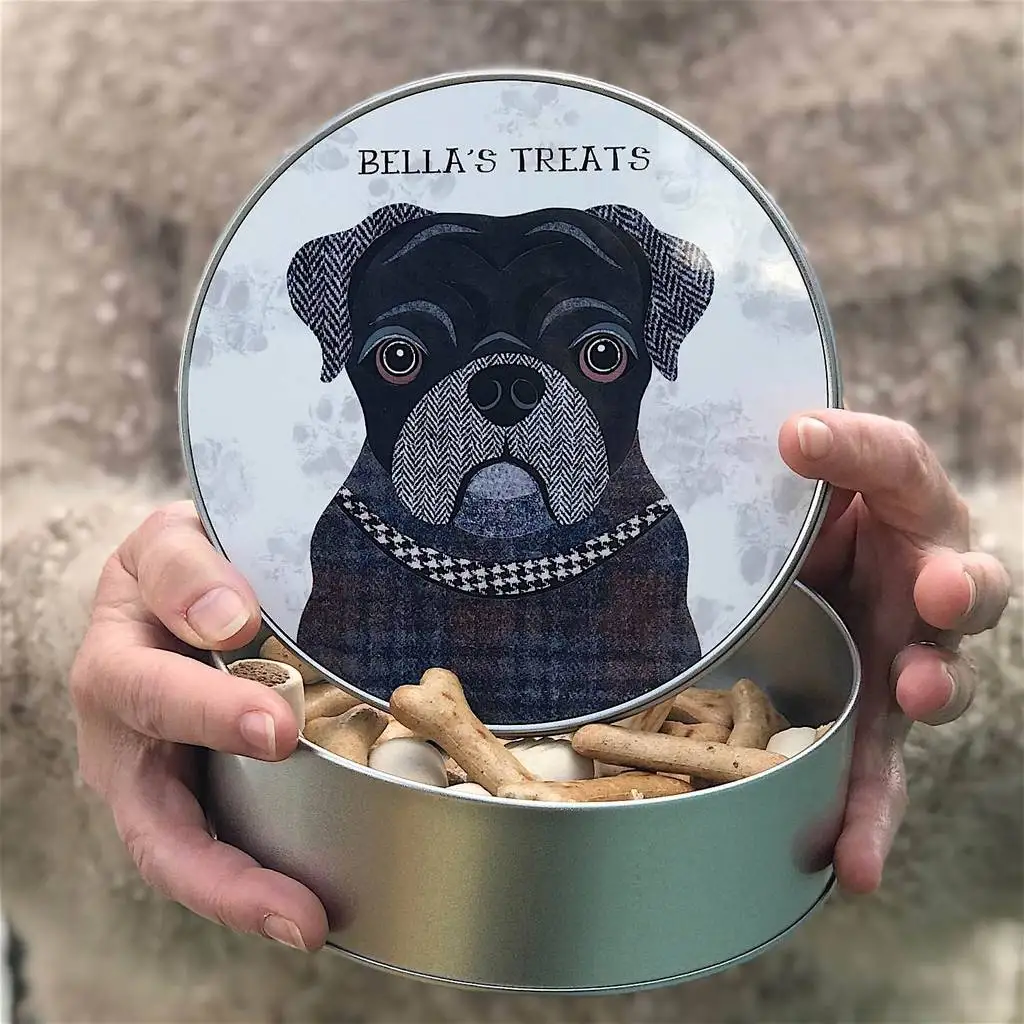 Custom Airtight Dog Treat Storage Metal Round Tin Cat Dog Packaging