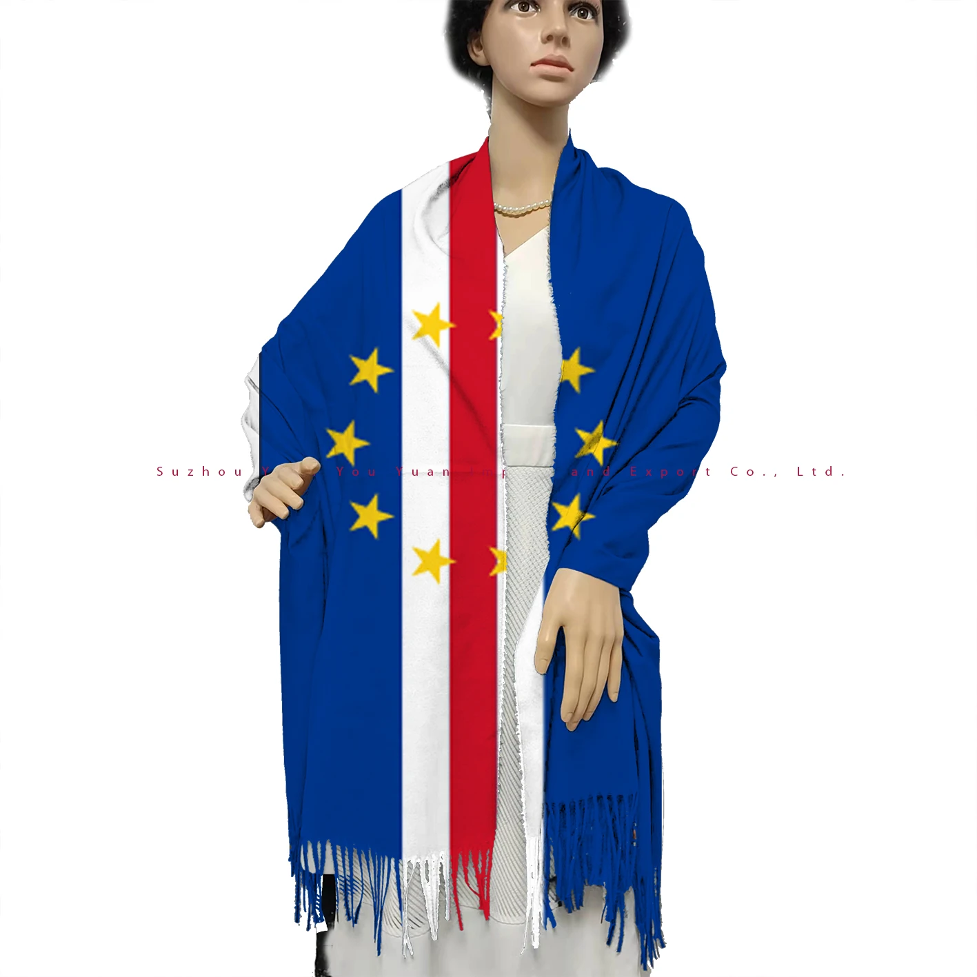 High Quality Imitated Wool 180*70cm Sublimation Single Printing   CAPE VERDE   Country Flag Shawl