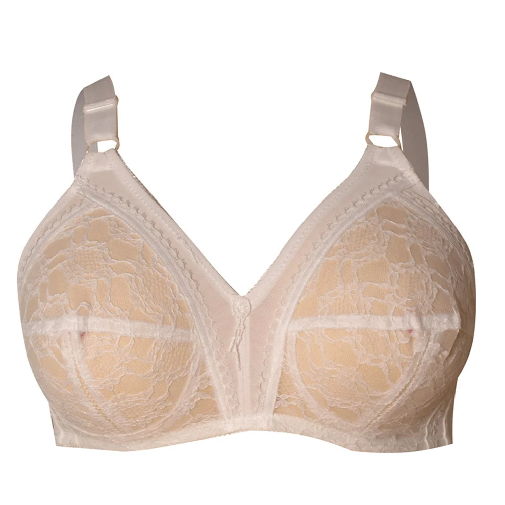Lace Covered Large Size Bra for Fat Mature Women