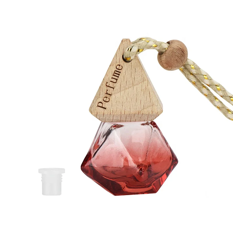Empty 8ml Unique Design Bottle Hanging Wood Car Perfume Bottle air Freshener Car Perfume Bottles