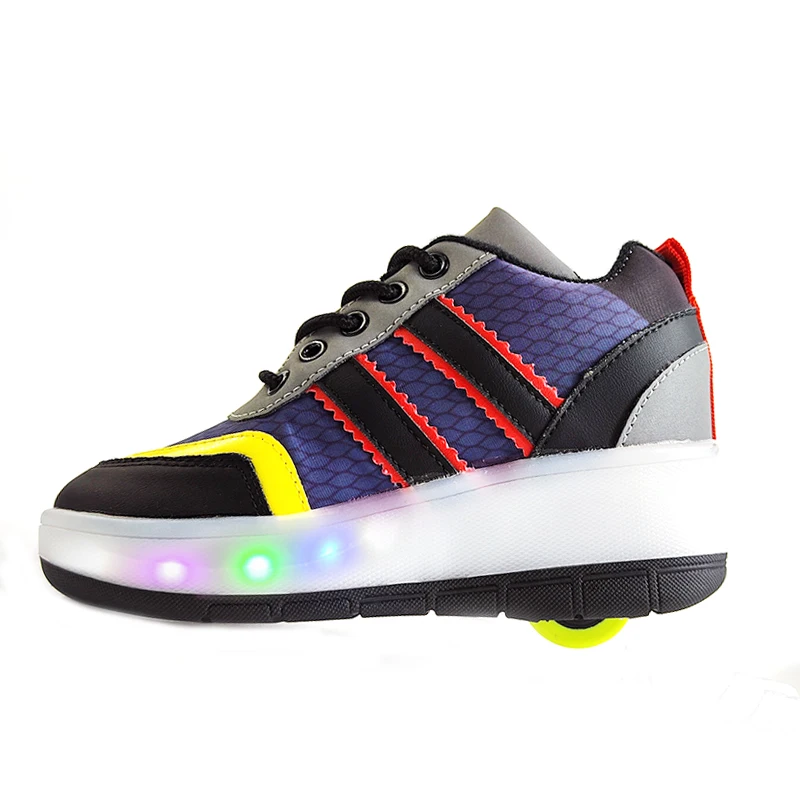 Unisex LED Airwalk agresif tek sıra tekerlekli paten ayakkabı