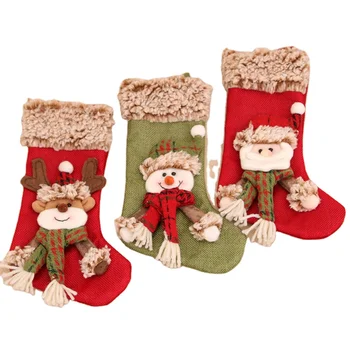 Christmas Stockings Socks Santa Elk Bear Snowman Plush Candy Gift Bag Fireplace Xmas Tree Hanging Home Christmas Decorations