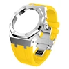 Silver case yellow strap