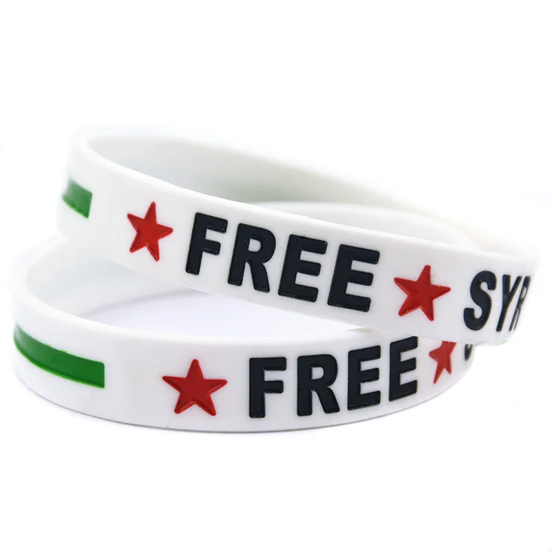 Factory Price Cheap Custom logo Debossed Ink Filled Free Syria Silicone Wristband Rubber Bracelet Free Design