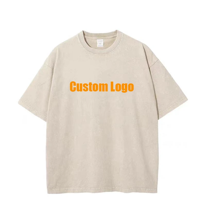Custom Dtg Print Screen Print 100% Cotton Streetwear Vintage Tshirt Oversized Distressed Heavy Weight Boxy t Shirt Men Acid Wash