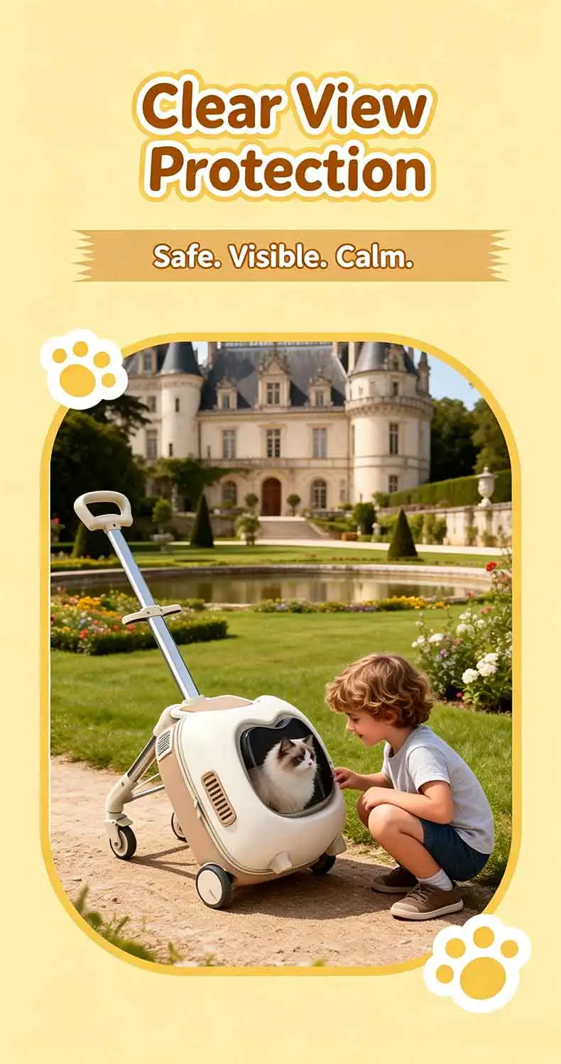 product new pet stroller suitcase rideable design portable outdoor travel cart for small cats dogs pet carrier trolley-1