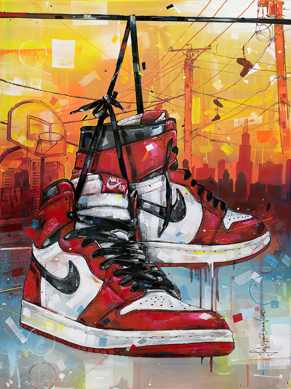 Graffiti Art Sneakers Sports Shoe Canvas Air Shoes Pop Graffiti Street Art  Work Wall Pictures Decoration Canvas Painting