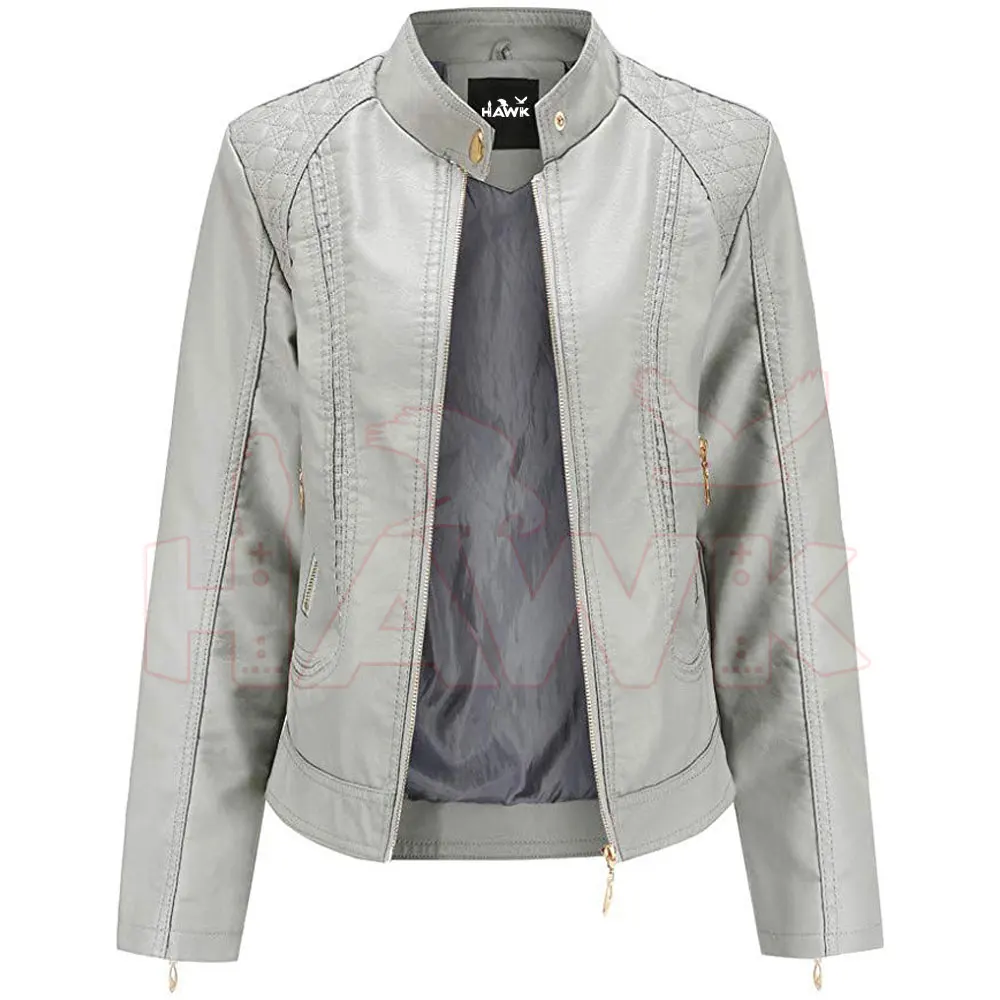 ladies outwear plus size leather jacket / custom made design