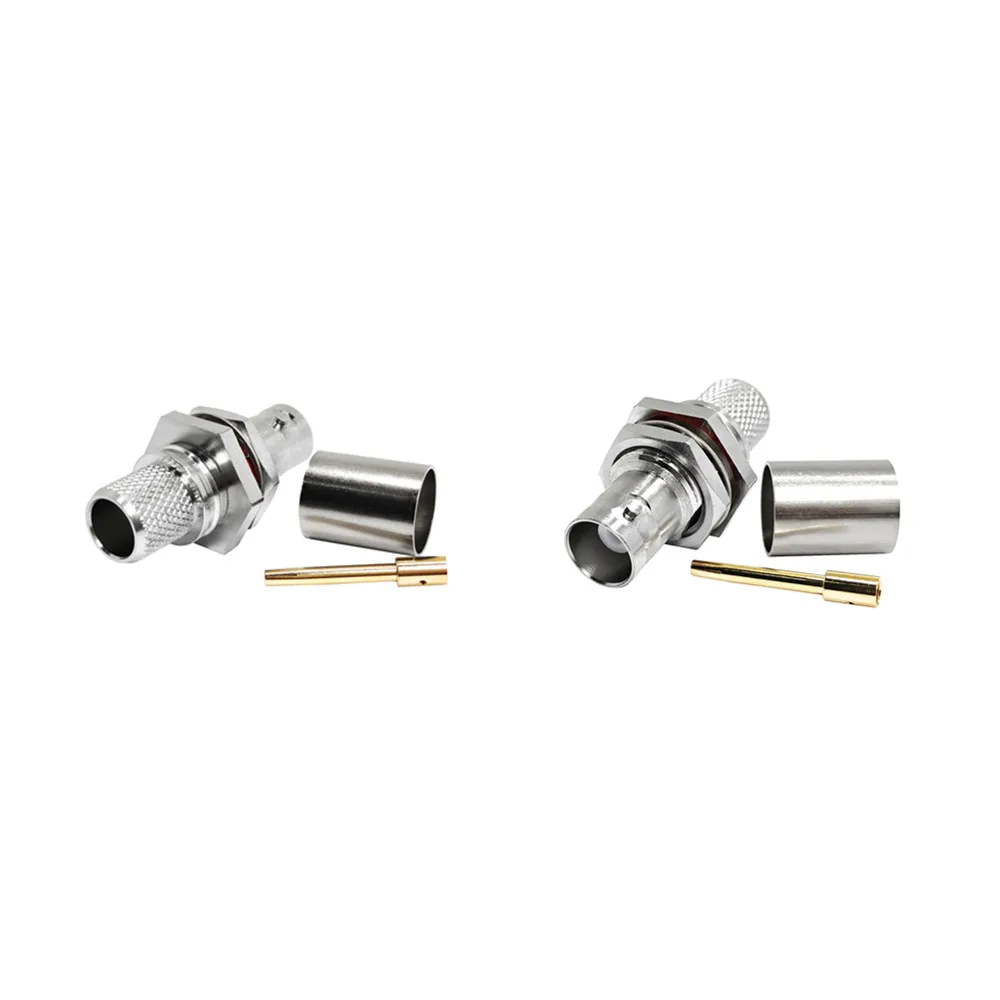 BNC Connectors 50ohm Waterproof BNC Jack EZ RF Coax Crimp Connector for LMR400 RG213 RG214 7DFB H1000 Coaxial Cable