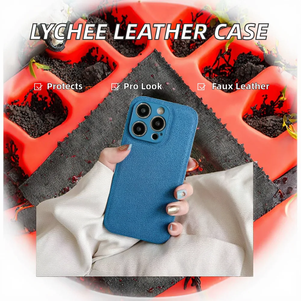product lychee leather pattern edgeless heat dissipation camera lenses anti fall cover for 16 pro max business design without holder-3