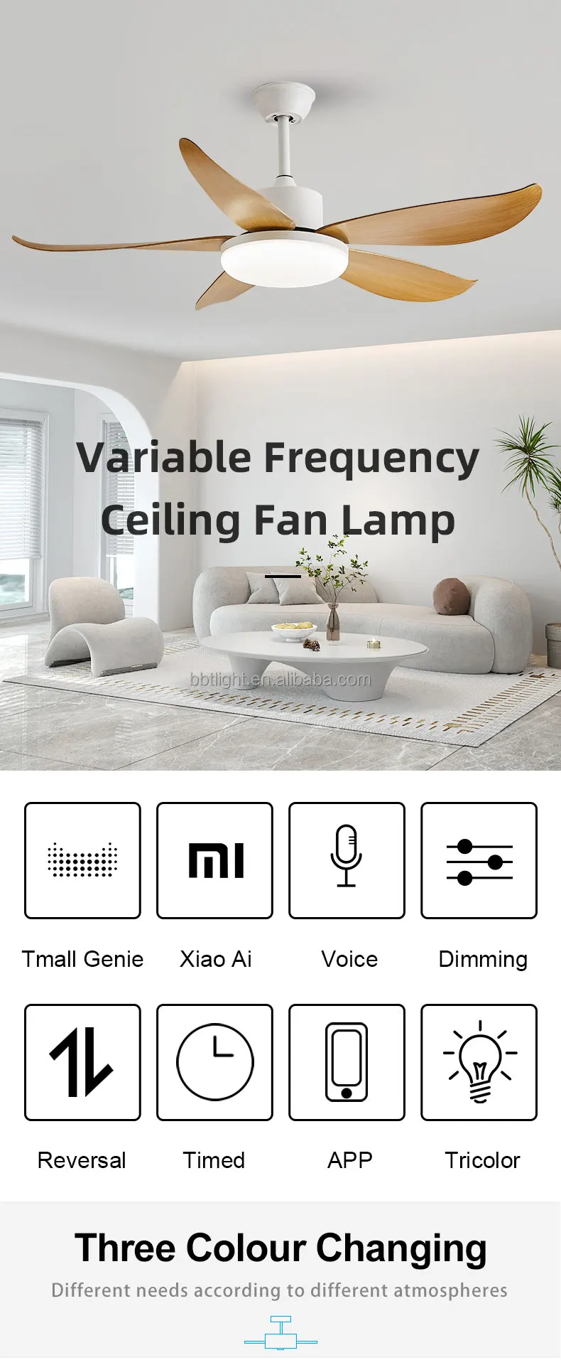 Modern Interior Ceiling Fan With Light Modern 1/2/4 Hours Timer ...