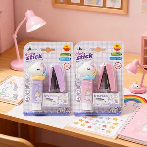 Cute Unicorn Stationery Set - Glue Stick & Mini Stapler with Staples