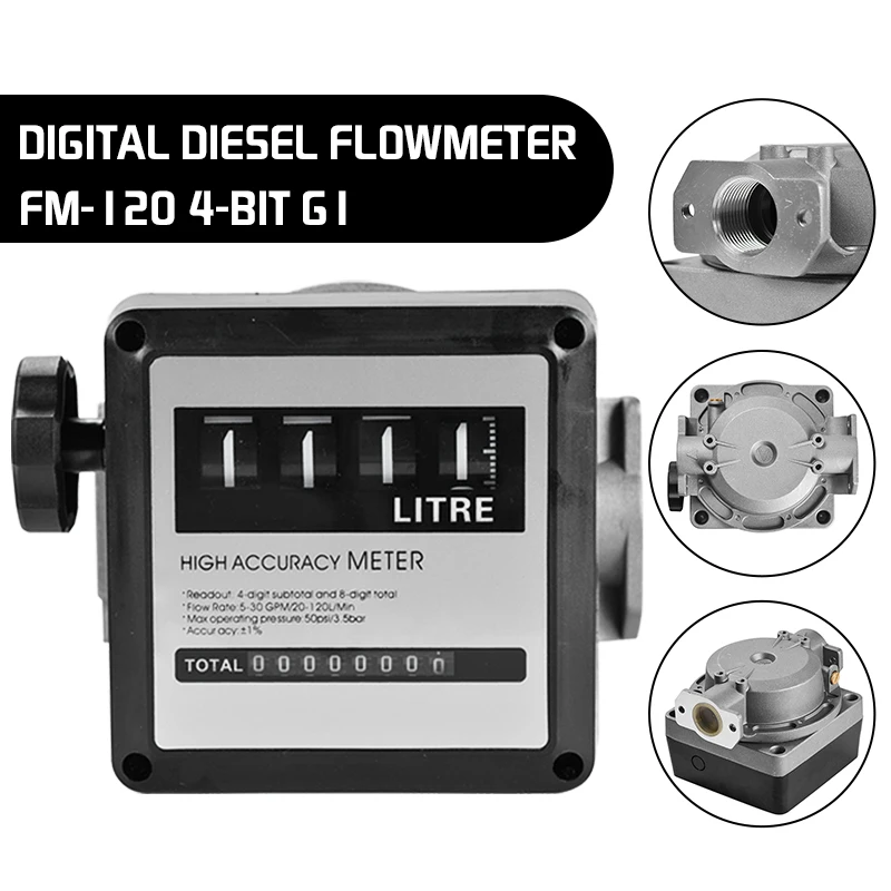 Details about   FM-120 4 Digital Gasoline Fuel Petrol Oil Flow Meter 20-120L/Min Flow Counter ts 