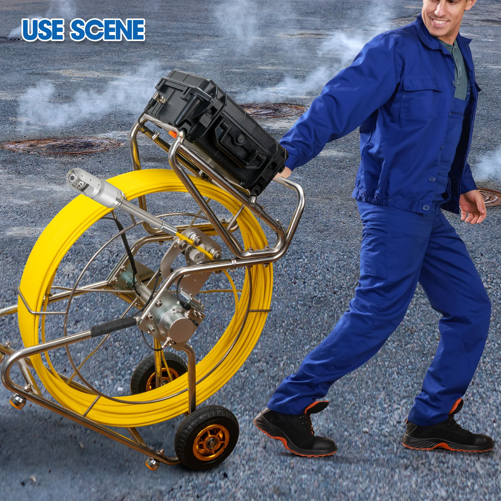 Sewer Camera Factory 10.1inch 1080P HD Screen with 360° Rotation Len Pipe Drain Video Inspection Camera with Meter Counter Waterproof 10- 200m Optional