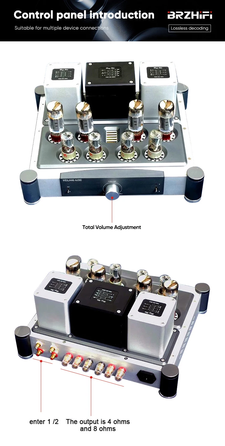 BRZHIFI  EL34 china  Manufactured 2021 hot sale   Aluminium Alloy Audio tube Amplifier hifi audio home of Multimedia Equipment supplier