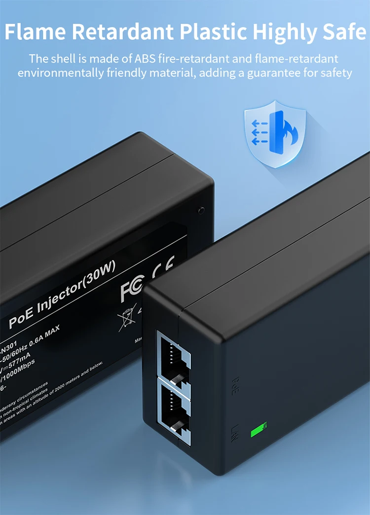 Gigabit POE Injector 30W with IEEE 802.3at/af Plug and Play 1000Mbps PoE Injector Adapter for IP Camera,Wireless AP,Surveillance