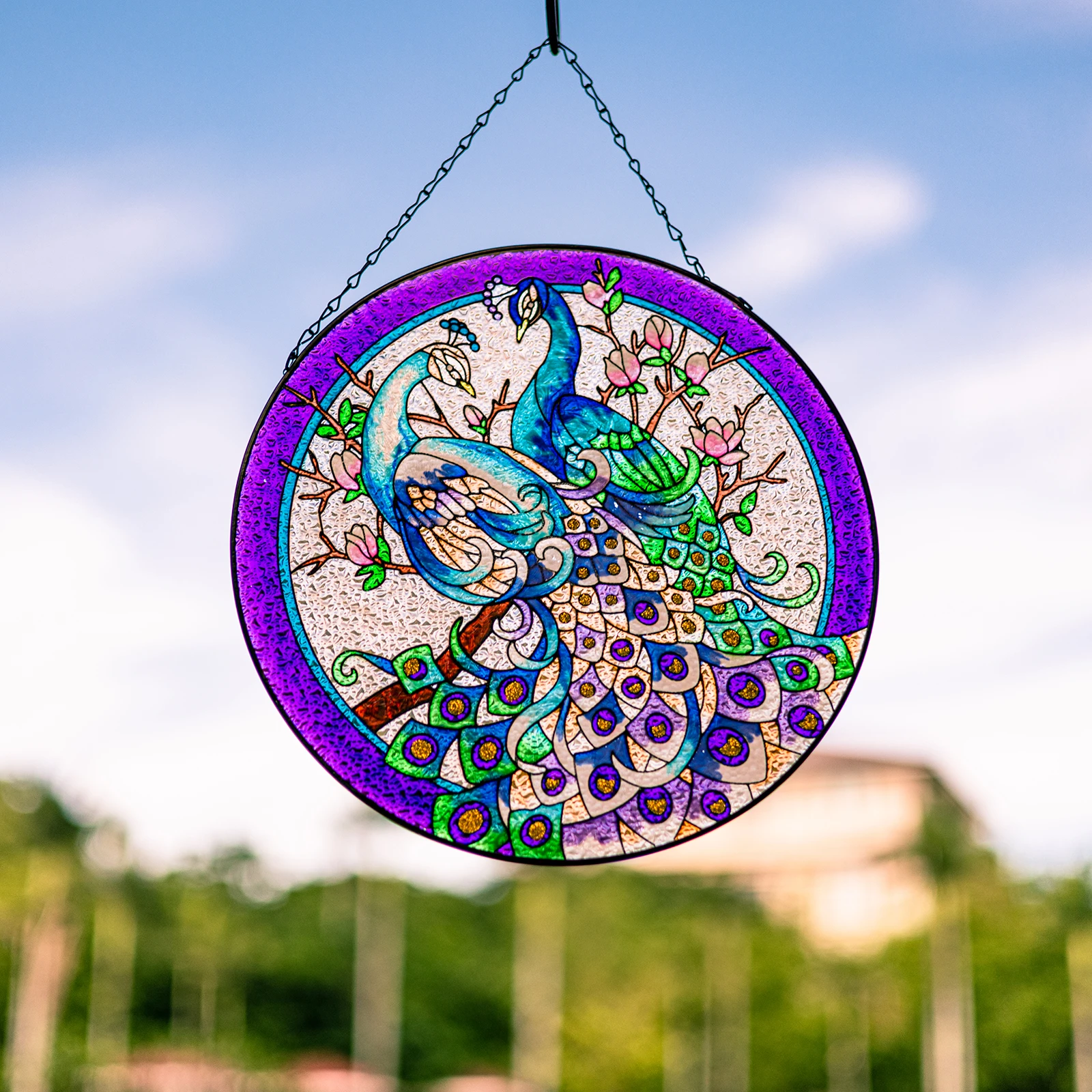 Glass ,Peacock Stained Glass Window Hangings, Peacock Wall Art