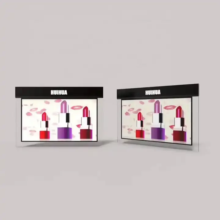 55-Inch Double Hanging Full Color Transparent LCD Screen Digital Signage Display SDK for Retail Store Indoor Video Advertising
