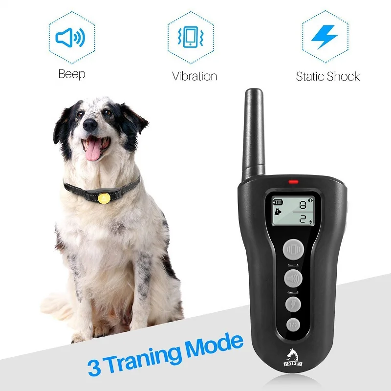 PATPET 2 in 1 Beep Vibration Shock Collar Waterproof 1000Ft Remote Range Dog Training Collar With Remote for 2 Dogs