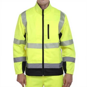 OEM Hi-vis Yellow EN 20471 Safety Breathable Workwear Poly/Cotton Jacket