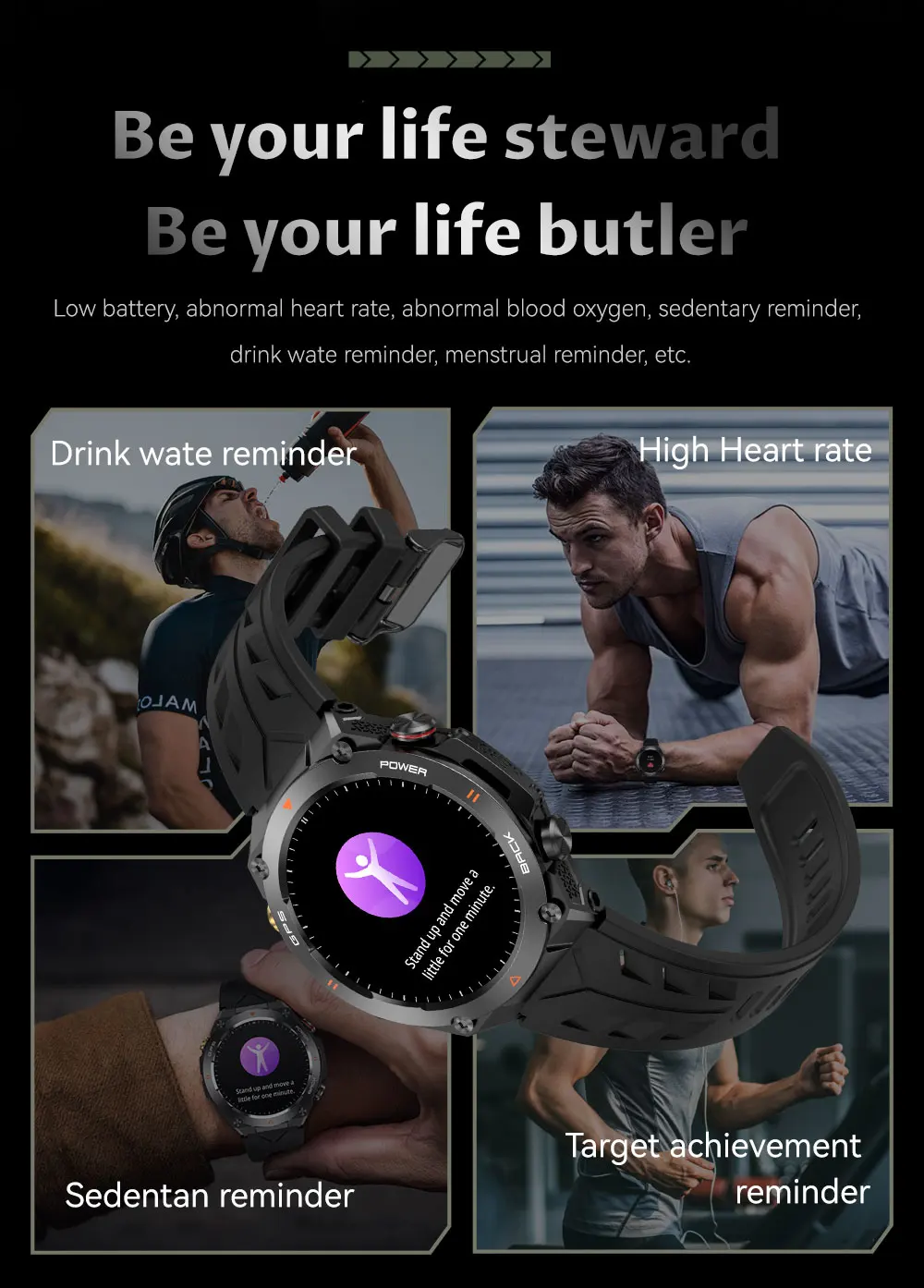 7 heart rate exercise modes sleep tracking gps tracking with altitude air pressure compass alarm clock-9