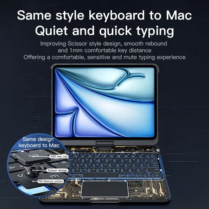 Ifacemall Portable 360 Rotate Wireless Keyboard Case for Ipad Pro