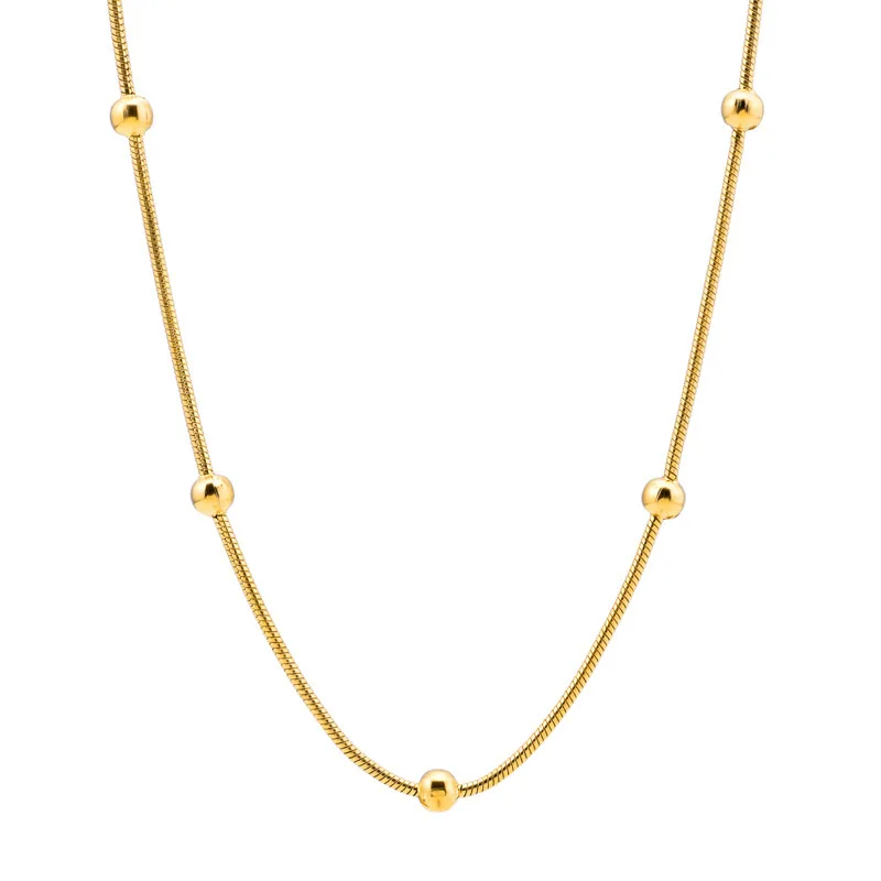 90s Fashion Stainless Steel Summer Outfits Chic Hypoallergenic Gold Asethetic Flat Snake Chain Choker Elegant Necklace Women