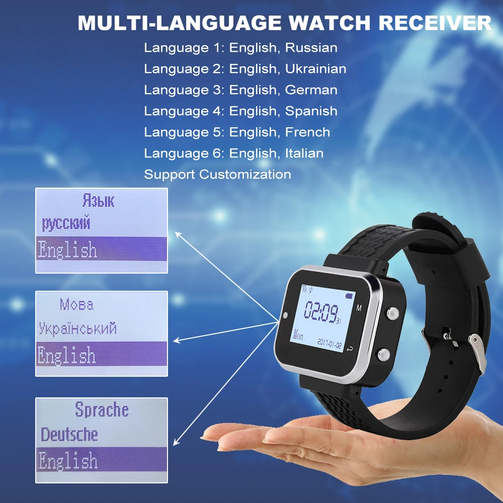 Wrist Watch Receiver Waiter Wireless Wrist Watch Pager Call System Restaurant Pager