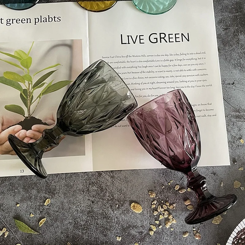 High Quality Cheap Home Wedding Decor Vintage Colored Glass Goblet