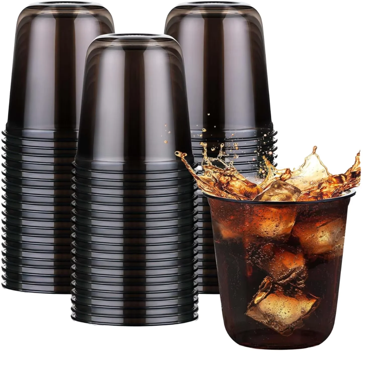 Wholesale Custom 12oz Black PET U-Shaped Plastic Cups 360ml Disposable Drinkware Bulk with Logo Prin