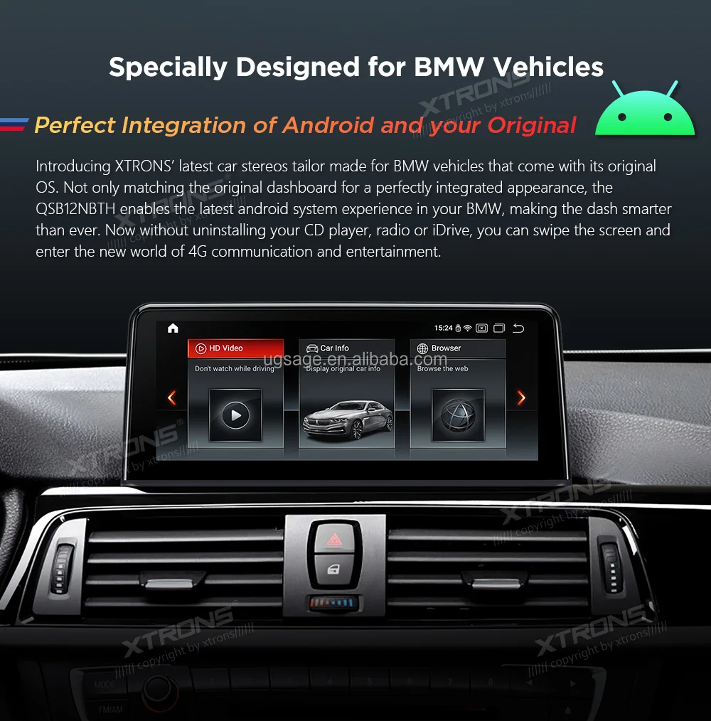 XTRONS 12.3" Android 14 Car Stereo For BMW X1 F48 2016-2017 - Wireless CarPlay & Android Auto, 4+64GB