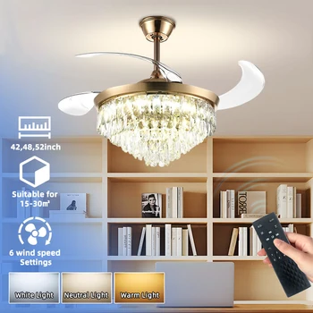 Zhongshan 52-Inch Retro Style LED Lighting Ceiling Chandelier Low Noise Remote Control Pendant Fan with Decorative Features