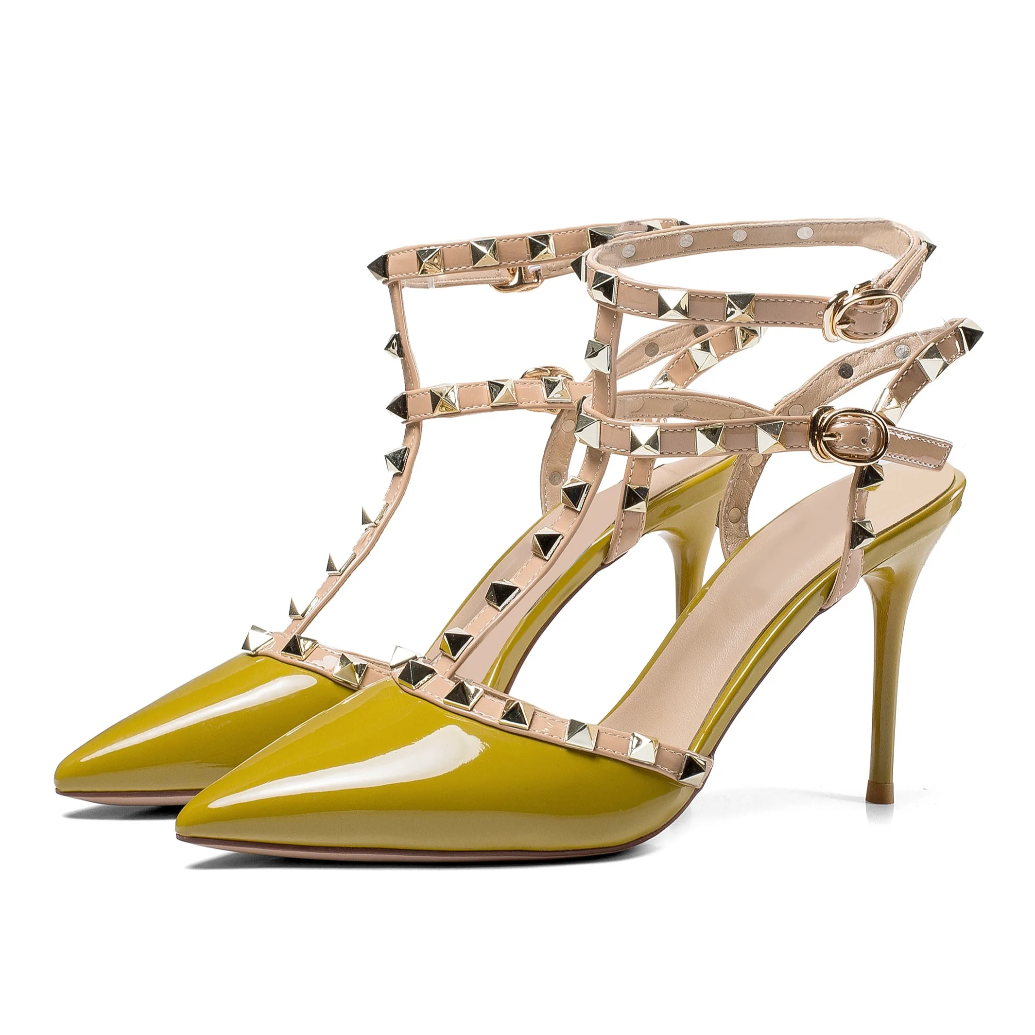 Genuine Leather High Heel Sandals Rivet Pointy Heels Hot Sales Never Go