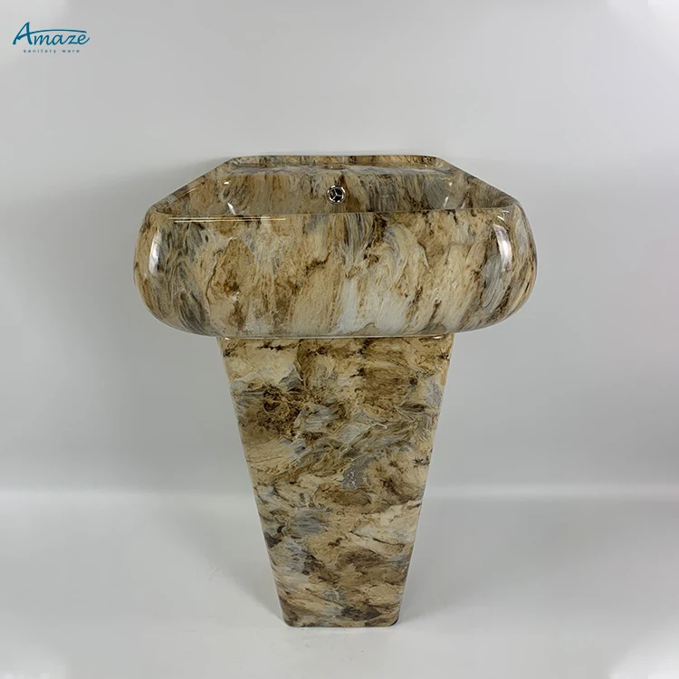 Hot sale modern natural marble bathroom ceramic pedestal wash basin sink