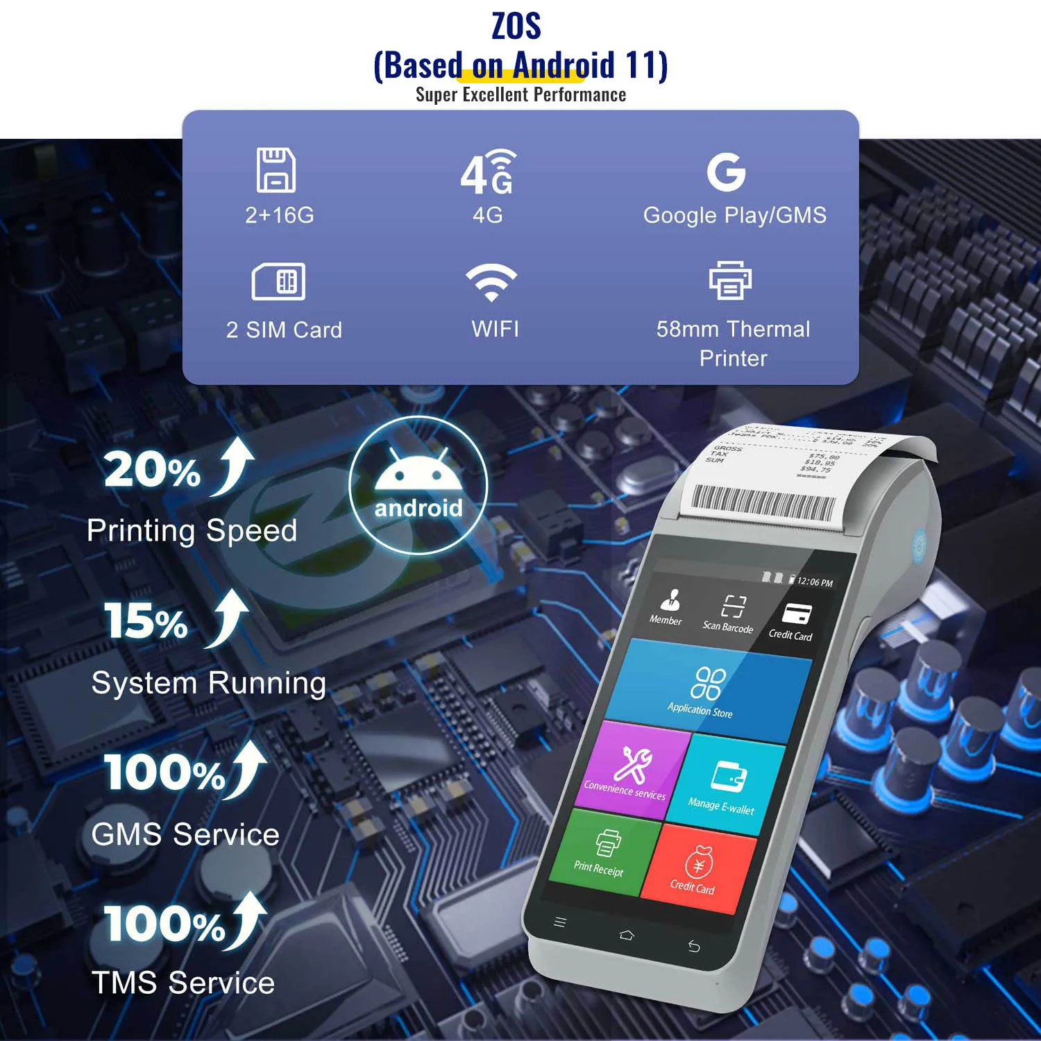 GMS Certified Android 11 Mobile Android Pos Device Terminal for Nfc