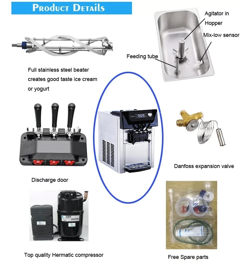 Stainless Steel Automatic Ice Cream Making Maker Commercial Soft Serve