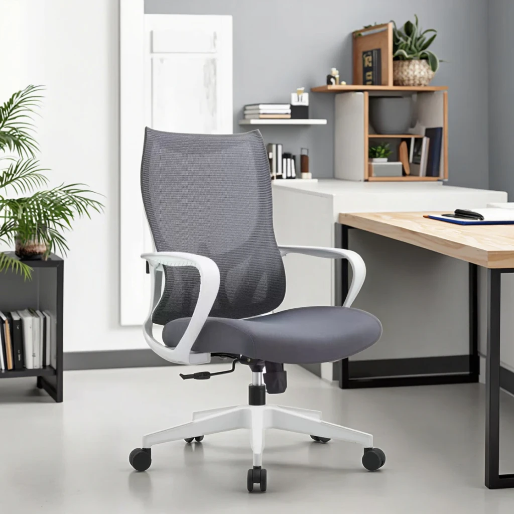 Economy Grey Office Chair Ergonomic Spine Support Molded Sponge Butterfly Chassis Basic Comfort 2
