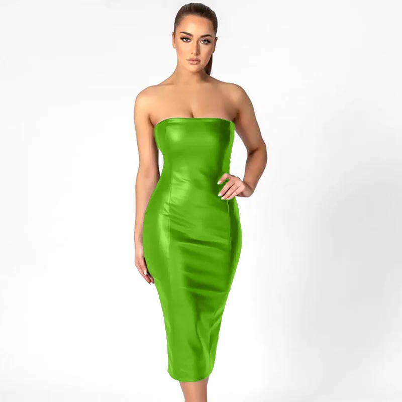 green boob tube dress Taylor Tube Dress ~ Clover Green Luxe Satin XS main image 0