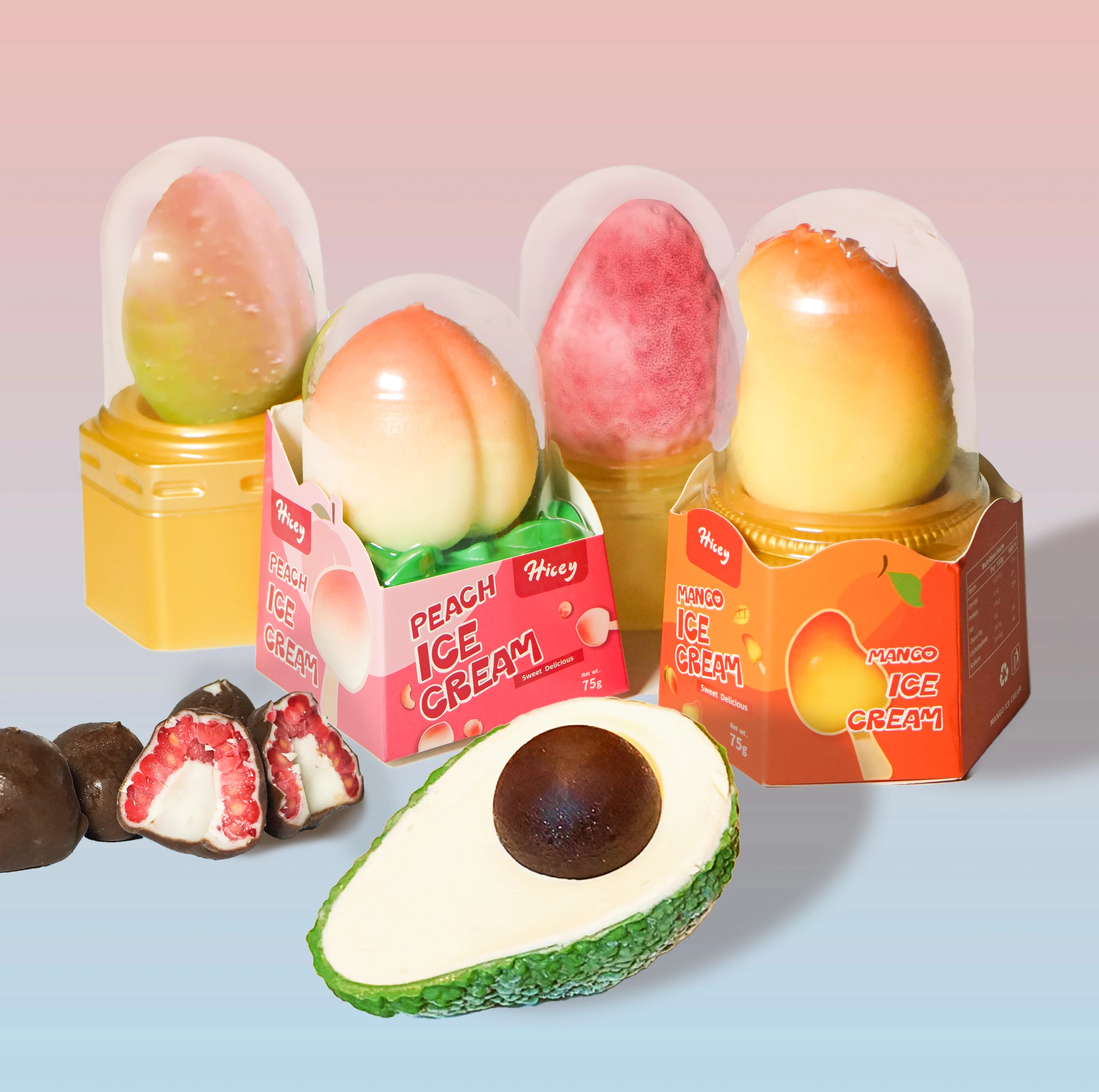 Wholesale Fruit Ice Cream Fruit Shaped With Delicious Strawberry Pineapple Flavor Ice Cream