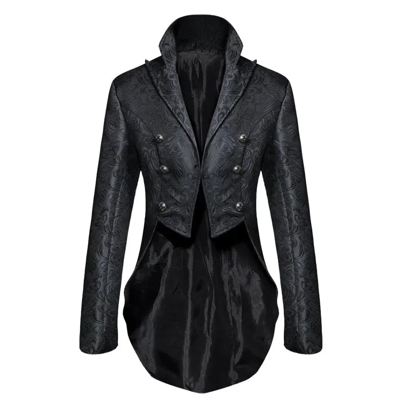 Gilet Homme Vagbalena Style Victorien Steampunk - Longueur Courte, Double Boutonnage, Queue - Gothique Médiéval