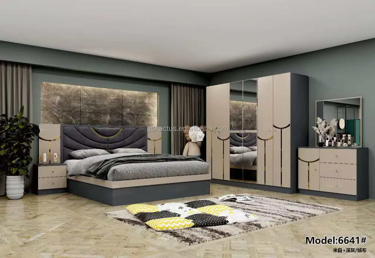 Elegant Simple Design Cheap Price Good Quality MDF Bedroom Furniture Set