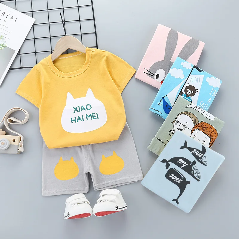 Baby Clothing Sets 1-5age Summer Baby Boys Girl Clothes Cotton Kids Boys  Tops T-shirt+Pants Outfits Kids Clothes Set