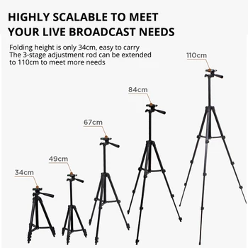 Phone Tripod Portable CellPhone Holder for iPhone 13 Xiaomi Lightweight Camera Tripod Stand for Gopro DSLR with Remote Control product image