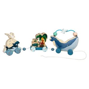 Toddler Toys Wooden Whale Train for Unisex Kids 18M+ Multifunctional Induction Educational Toy