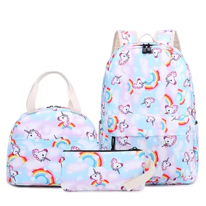 Custom logo unicorn Children Teenager Girls Travel Kids Backpack School Bags Set