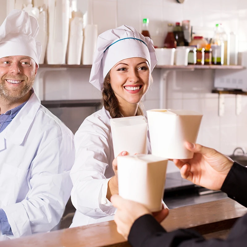 Hot Sale Custom Printed Oil Resistant Kraft Paper Round Noodles Food Pail for Takeaway Packaging factory