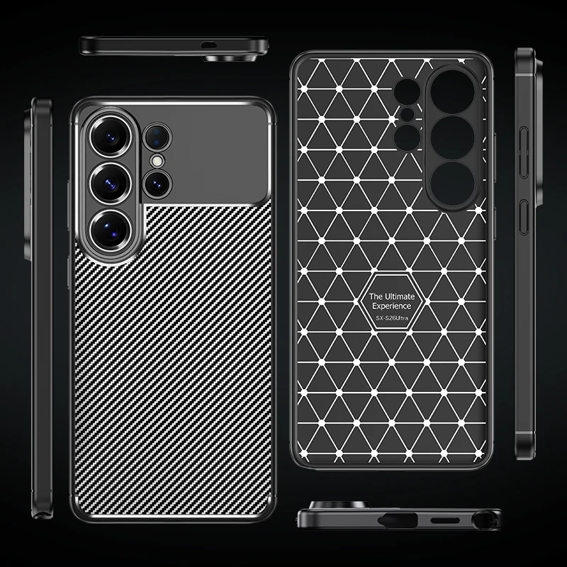 Laudtec Premium TPU Phone Case With Soft-feel Anti-Fingerprint Carbon Fiber Texture Shockproof Phone Case For SAMSUNG S26 Ultra