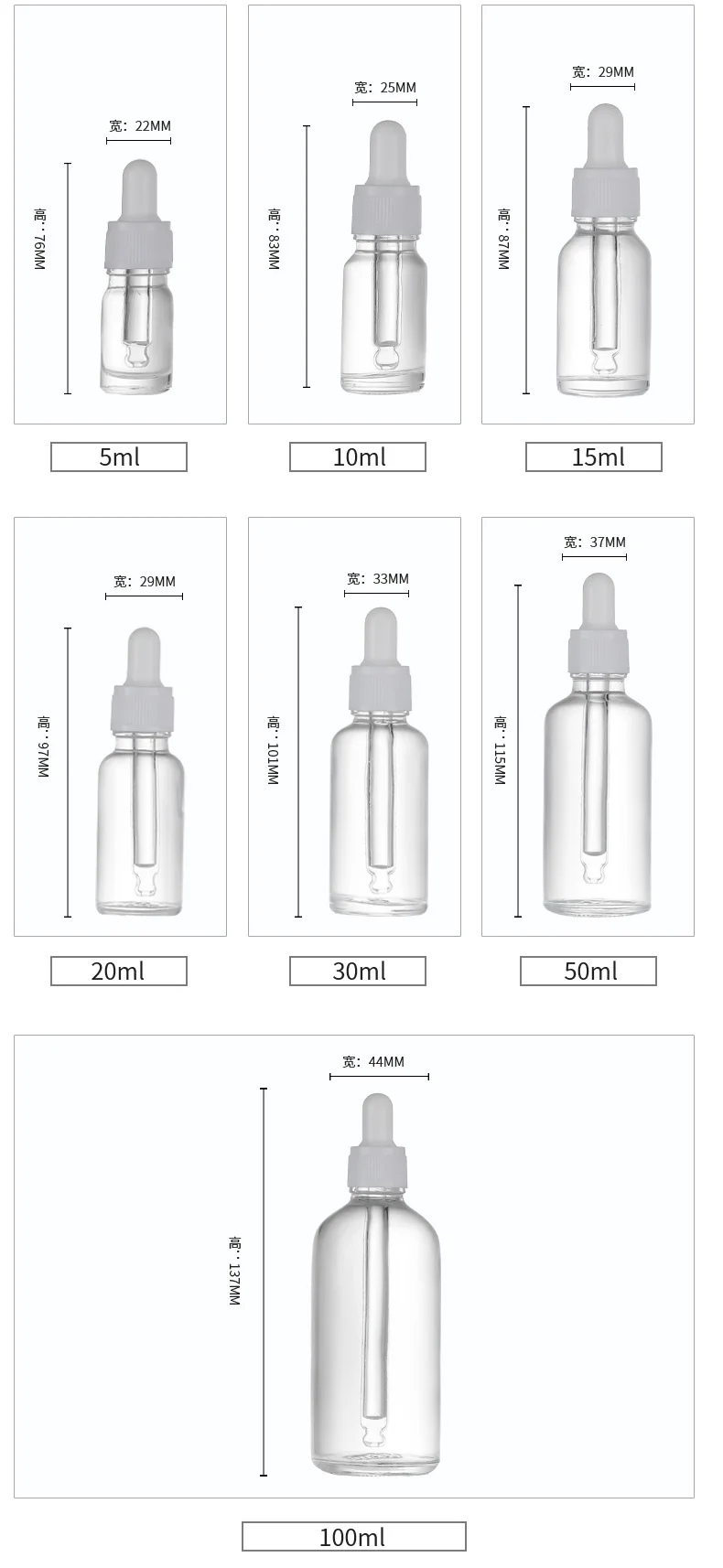 Empty 5ml 100ml Transparent Fine Base Oil 30ml Dropper Head Glass ...