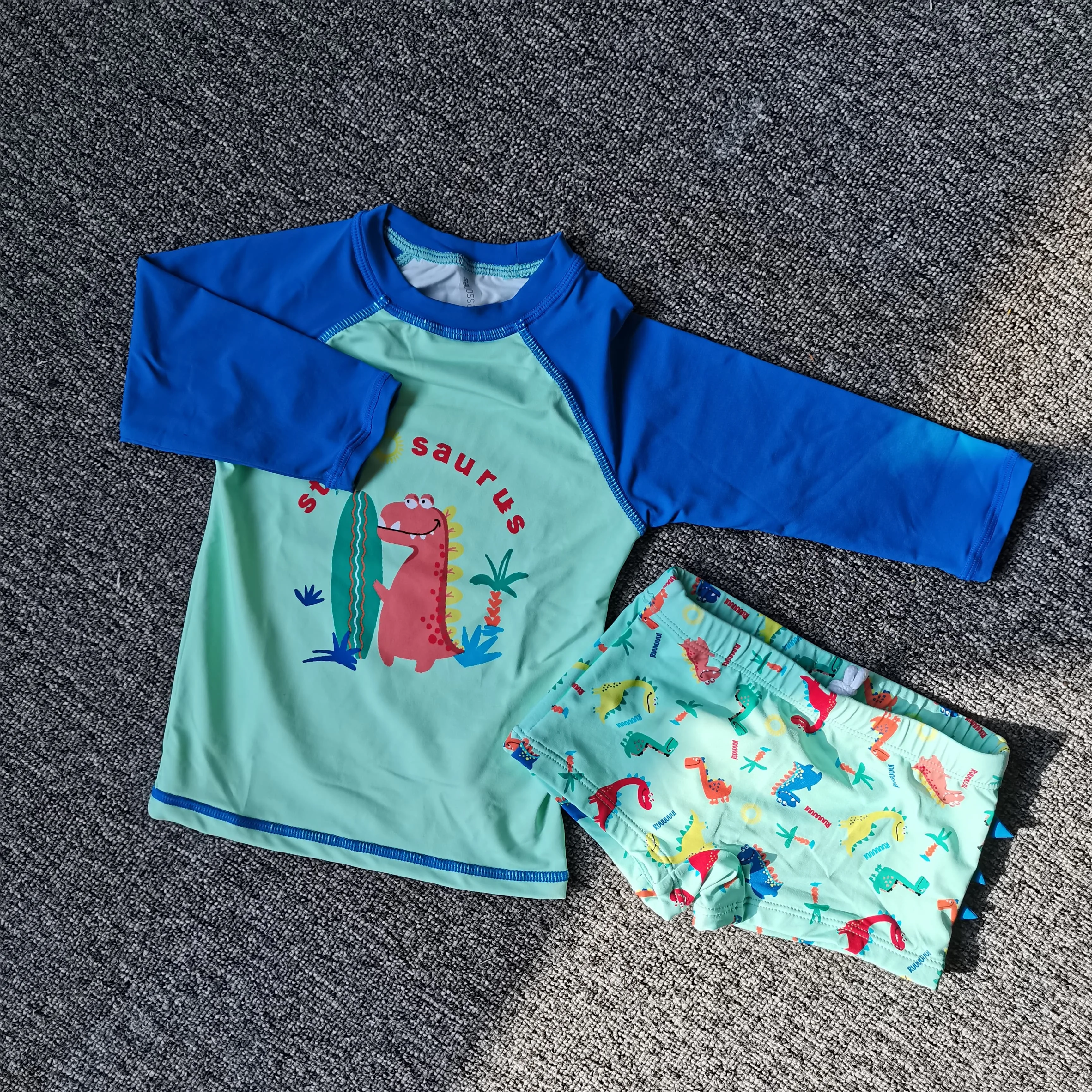 Engepapa Swimsuit Wholesale Summer Children's Set Long Sleeve Top Shorts 2 Pieces Baby Boys